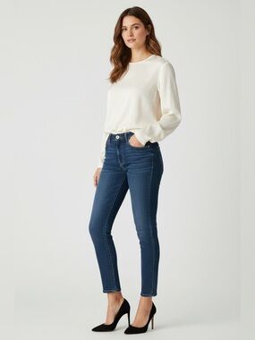 Jen7 by 7 For All Mankind Legging Ankle Jeans Sculpting Panel Size 4 Dark Wash